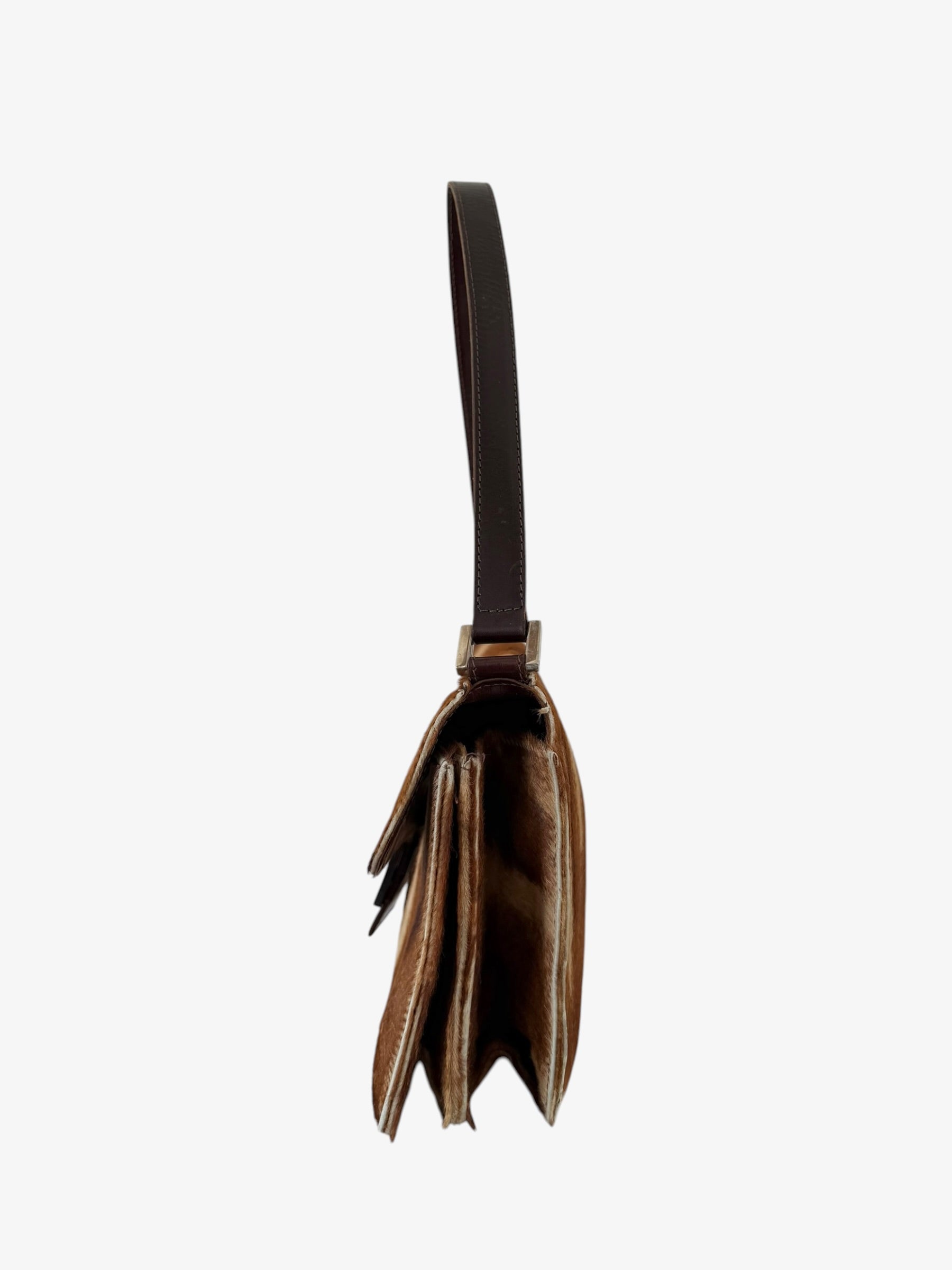 Fendi Pony Hair Baguette Shoulder Bag