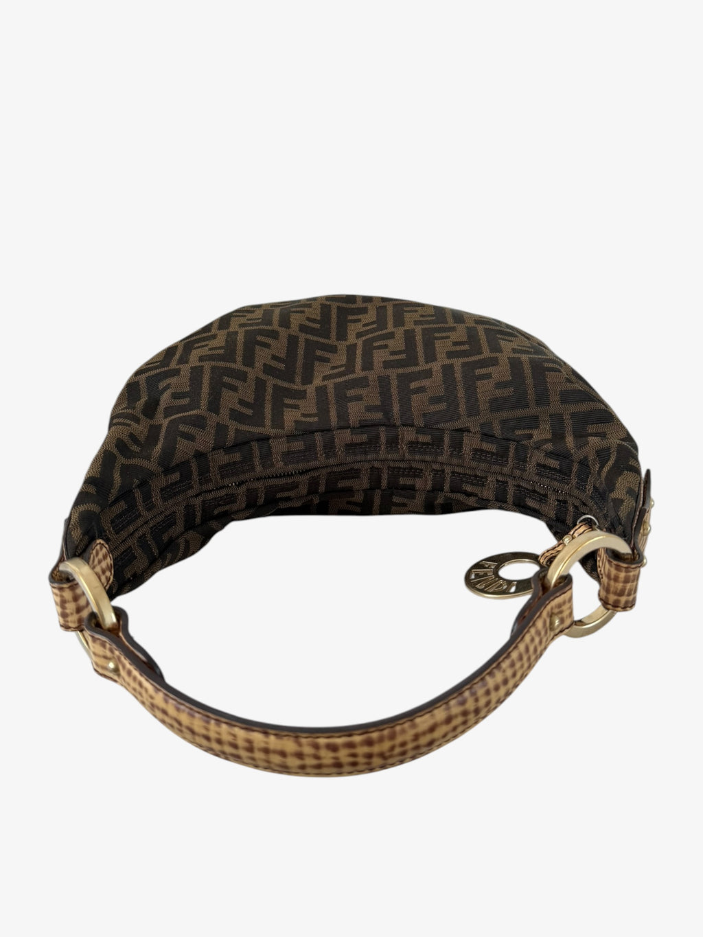 Fendi Zucca Canvas Hobo Shoulder Bag with Giraffe Straps