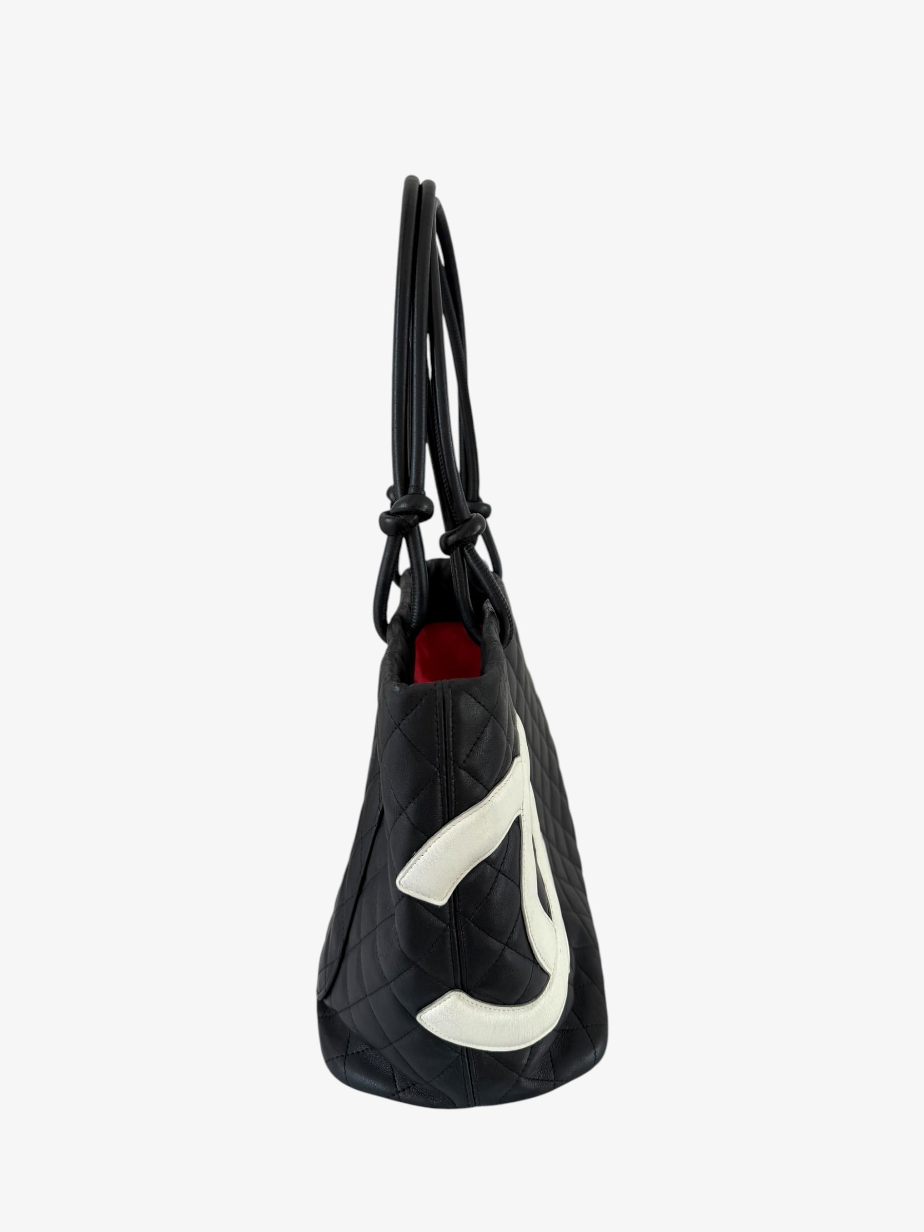 Chanel Cambon Ligne Quilted Tote Bag Black/White