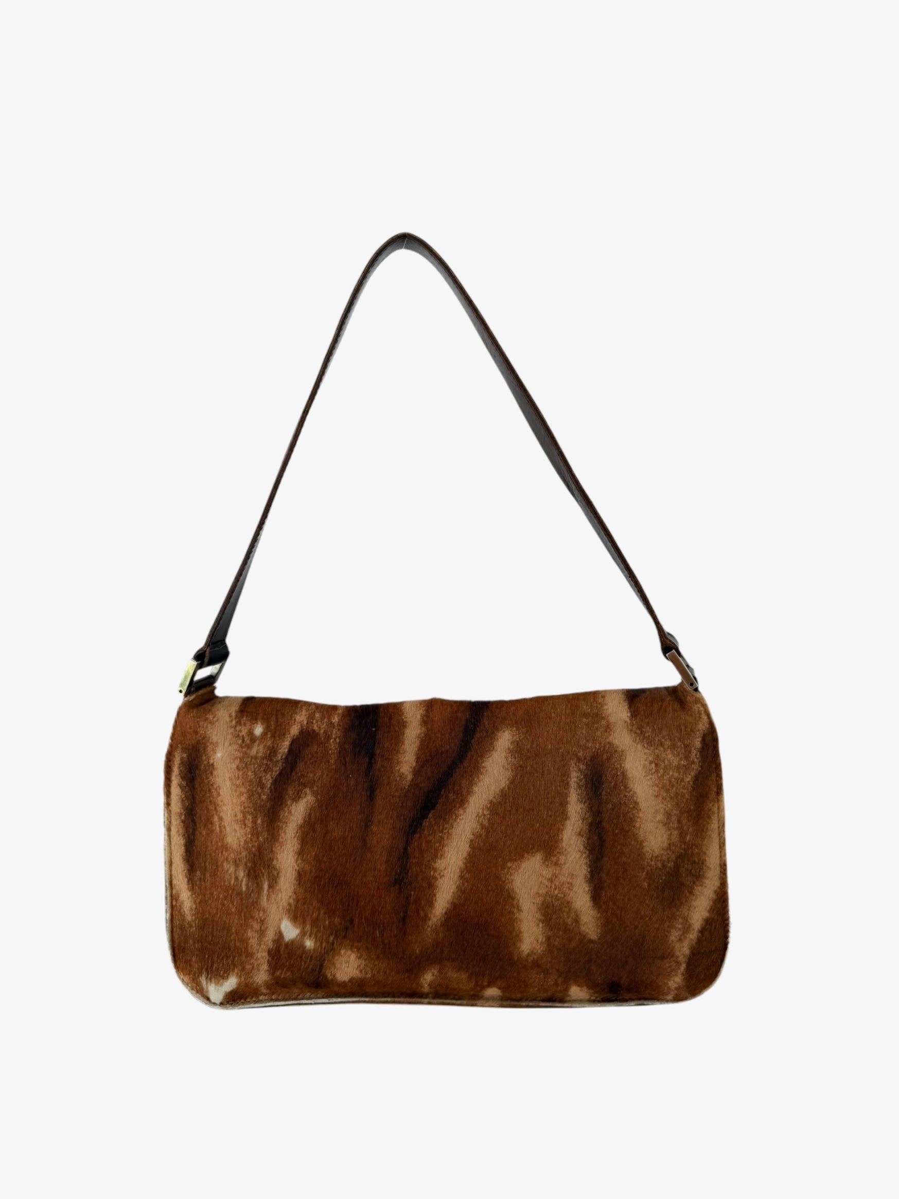 Fendi Pony Hair Baguette Shoulder Bag