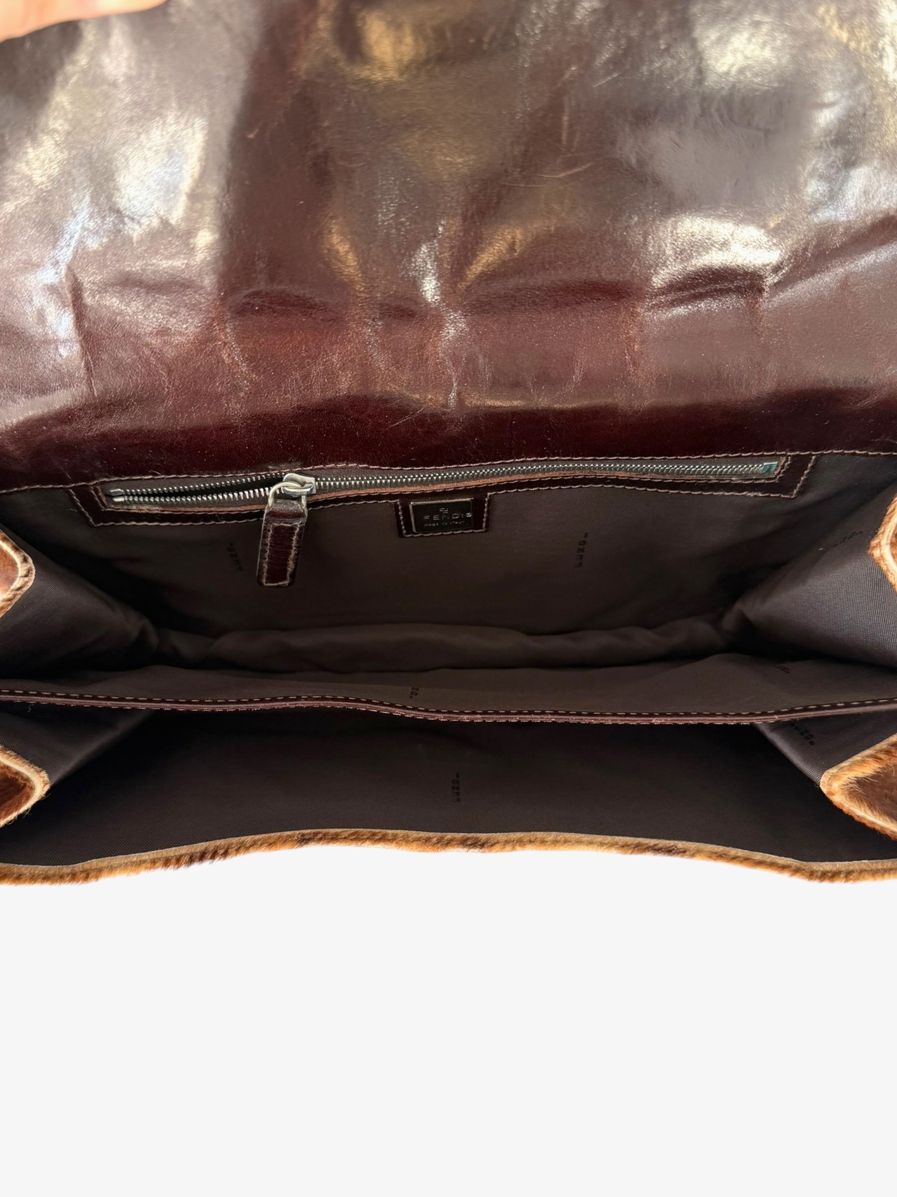 Fendi Pony Hair Baguette Shoulder Bag
