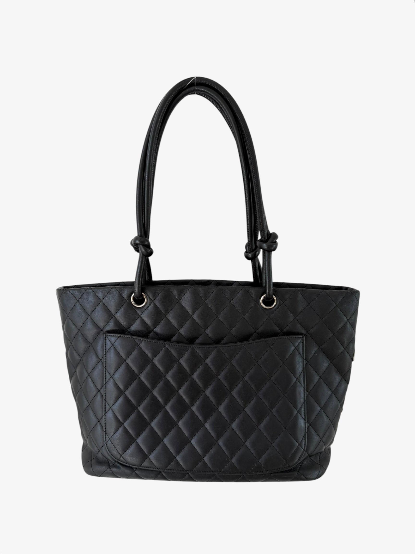 Chanel Cambon Ligne Quilted Tote Bag Black/White