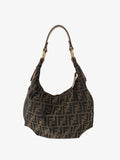 Fendi Zucca Canvas Hobo Shoulder Bag with Giraffe Straps