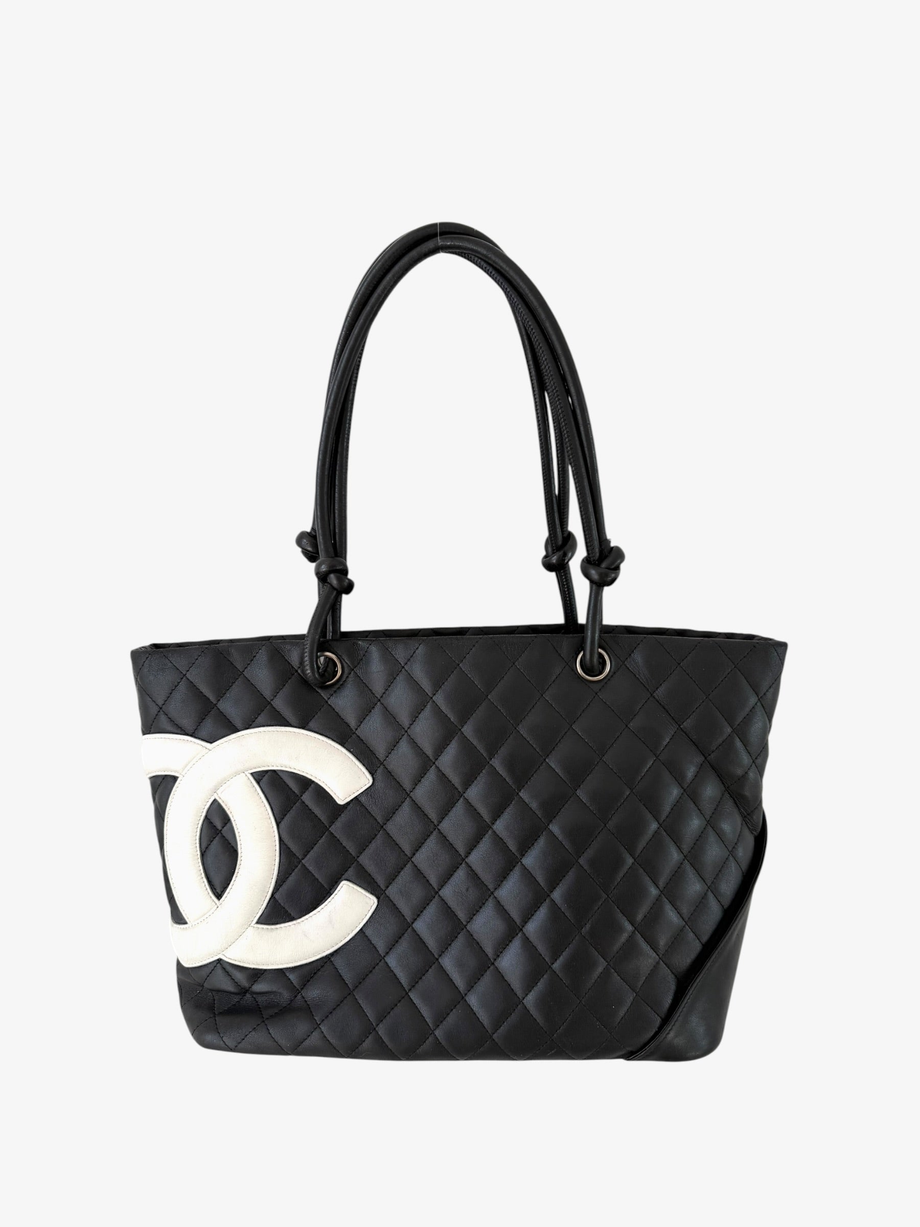 Chanel Cambon Ligne Quilted Tote Bag Black/White