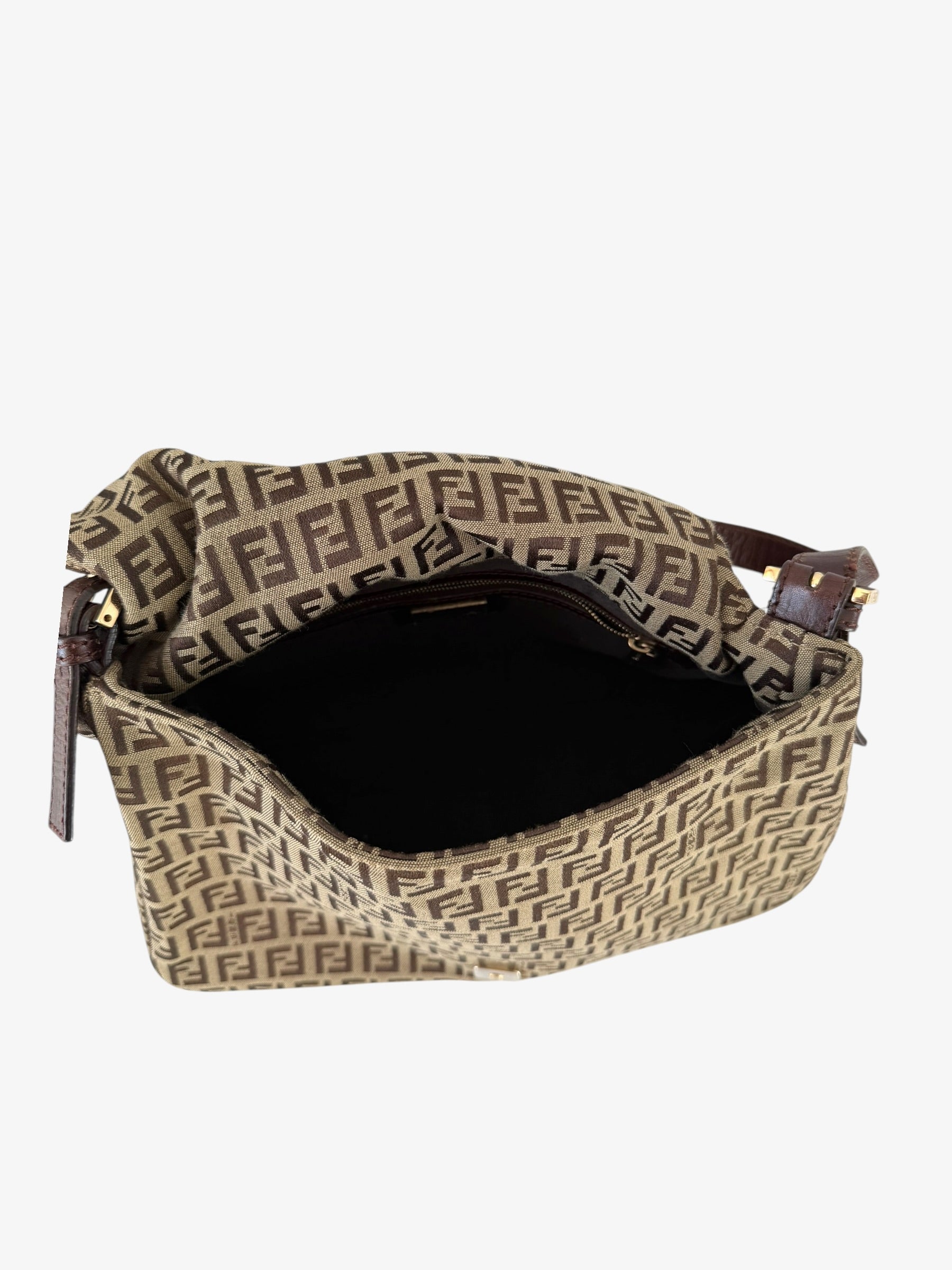 Fendi Zucchino Mama Baguette Shoulder Bag - Gold Hardware