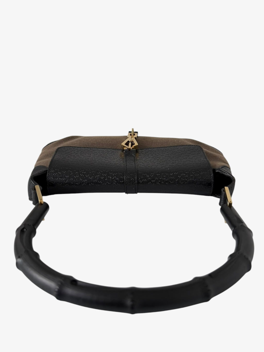Gucci Canvas Calfskin Bamboo Handle Jackie O Hobo Bag