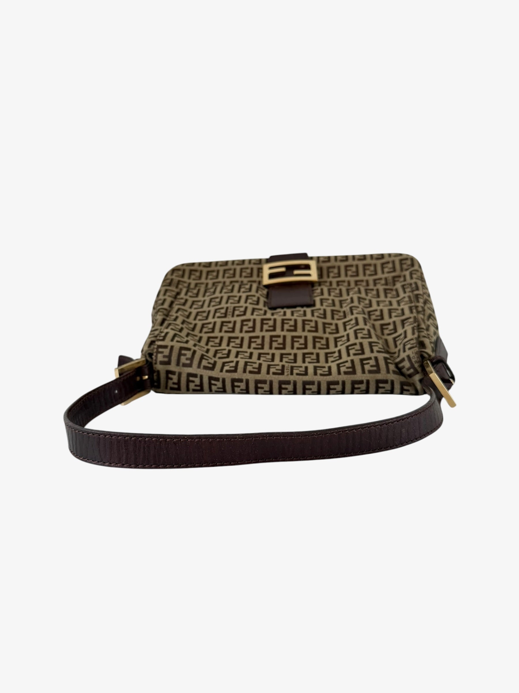 Fendi Zucchino Mama Baguette Shoulder Bag - Gold Hardware