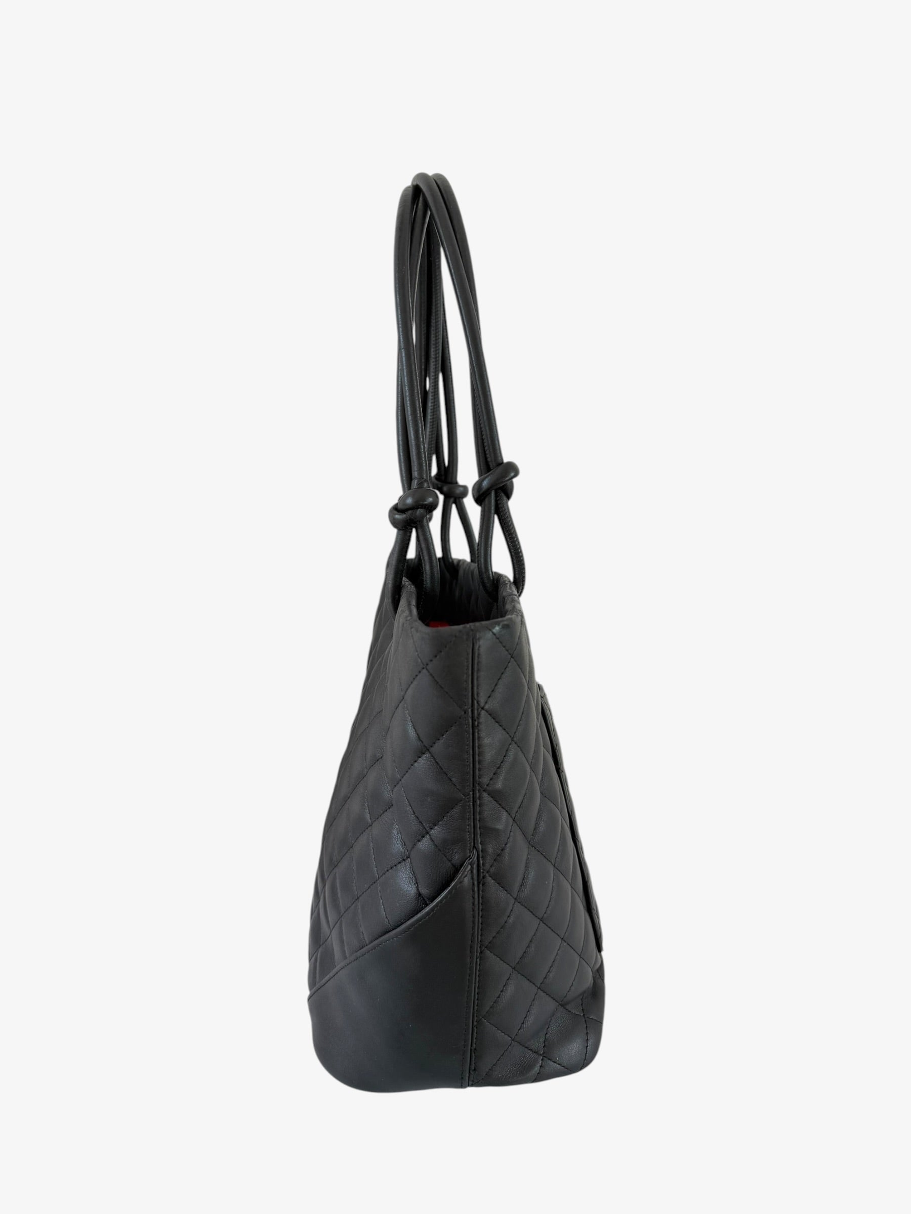 Chanel Cambon Ligne Quilted Tote Bag Black/White