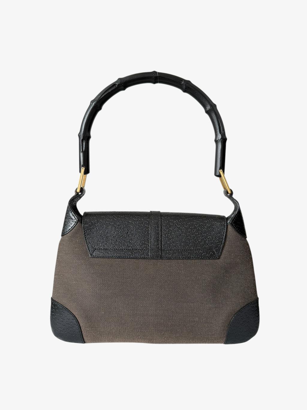 Gucci Canvas Calfskin Bamboo Handle Jackie O Hobo Bag