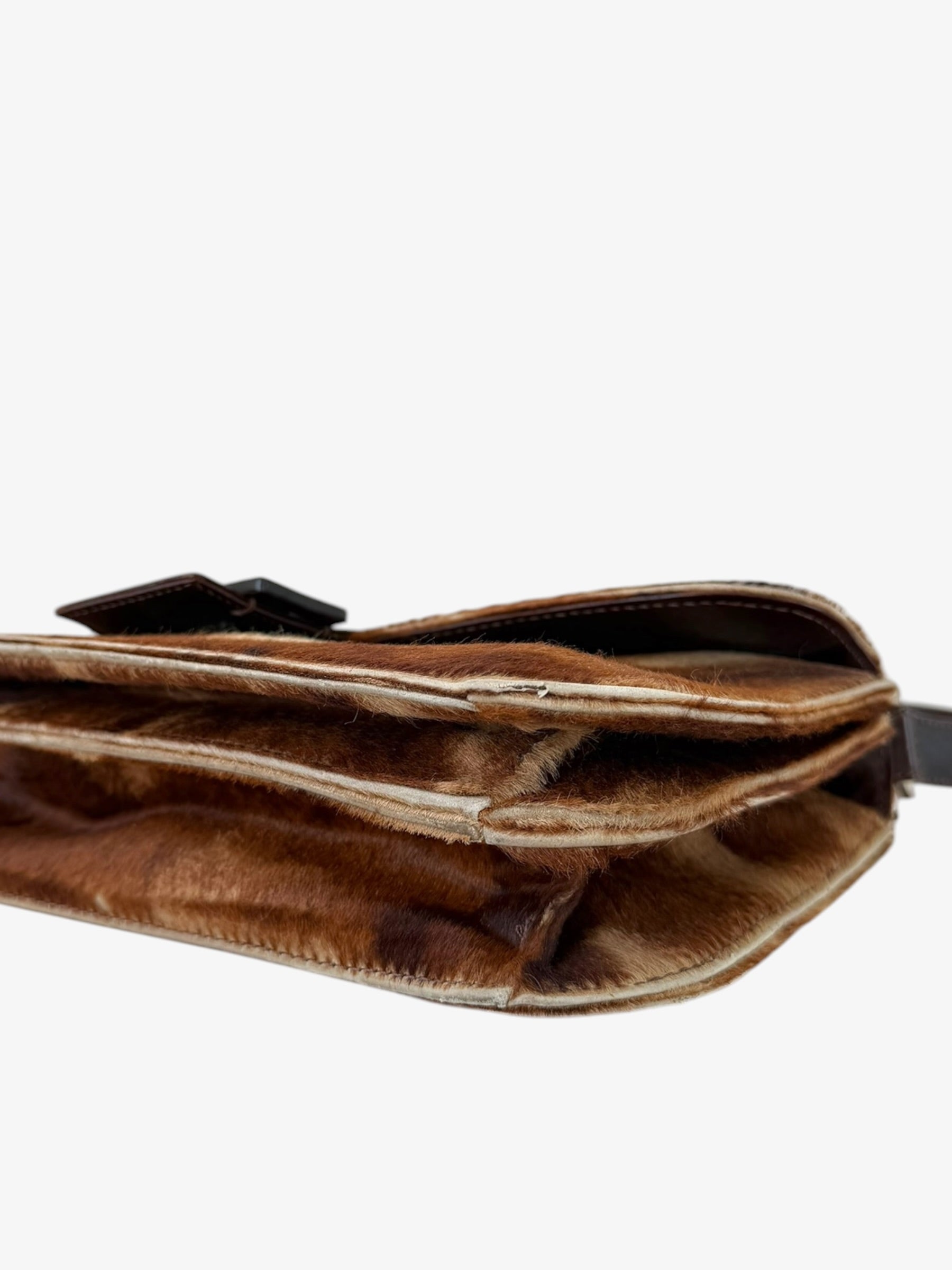 Fendi Pony Hair Baguette Shoulder Bag