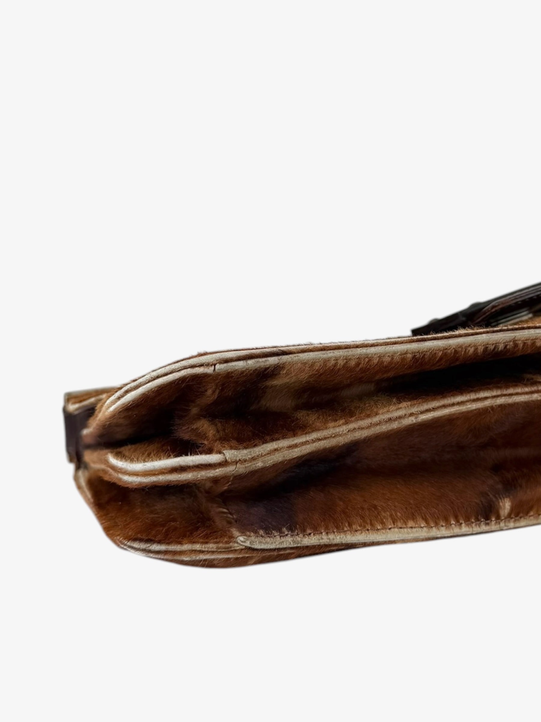 Fendi Pony Hair Baguette Shoulder Bag