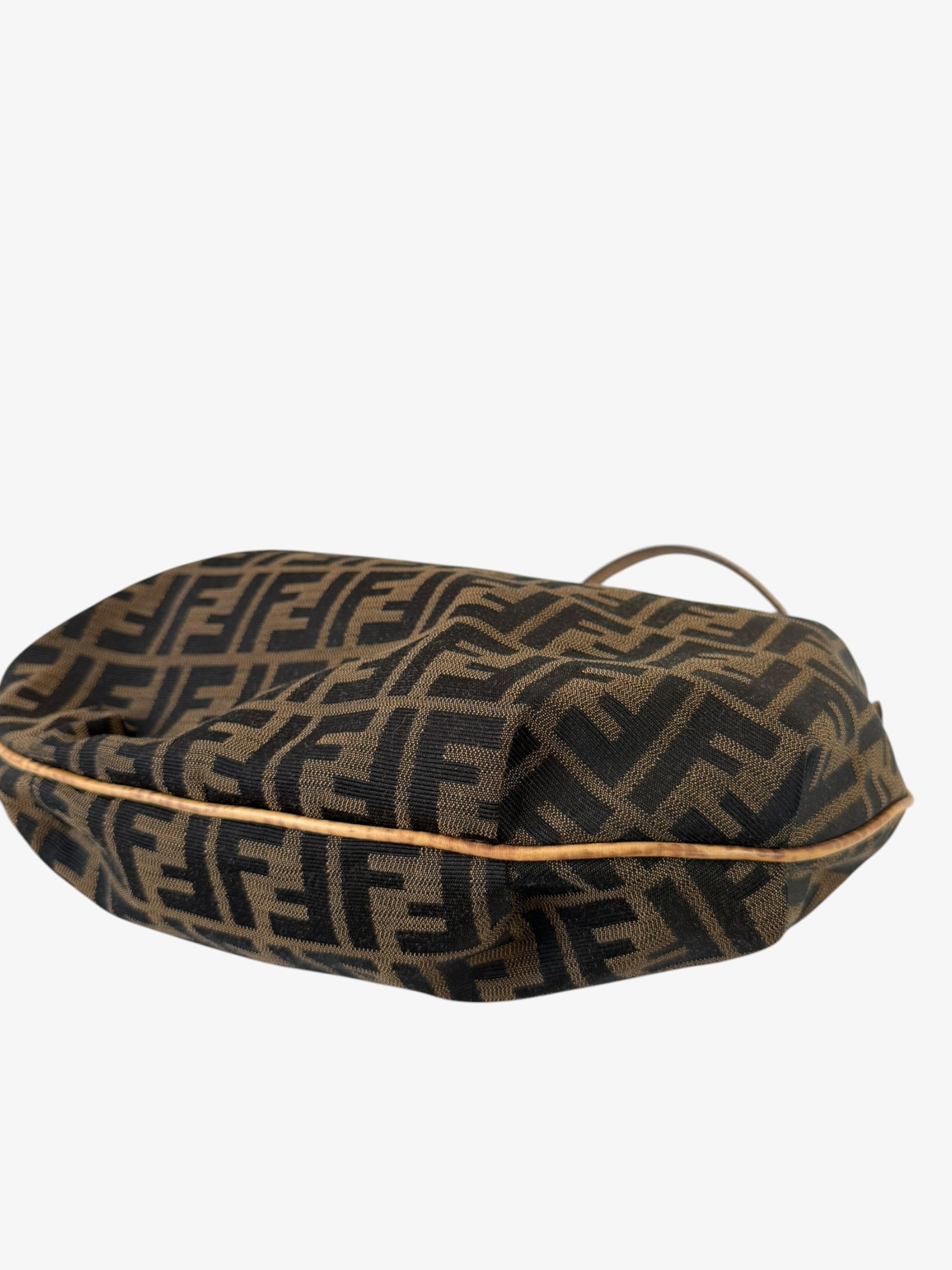 Fendi Zucca Canvas Hobo Shoulder Bag with Giraffe Straps