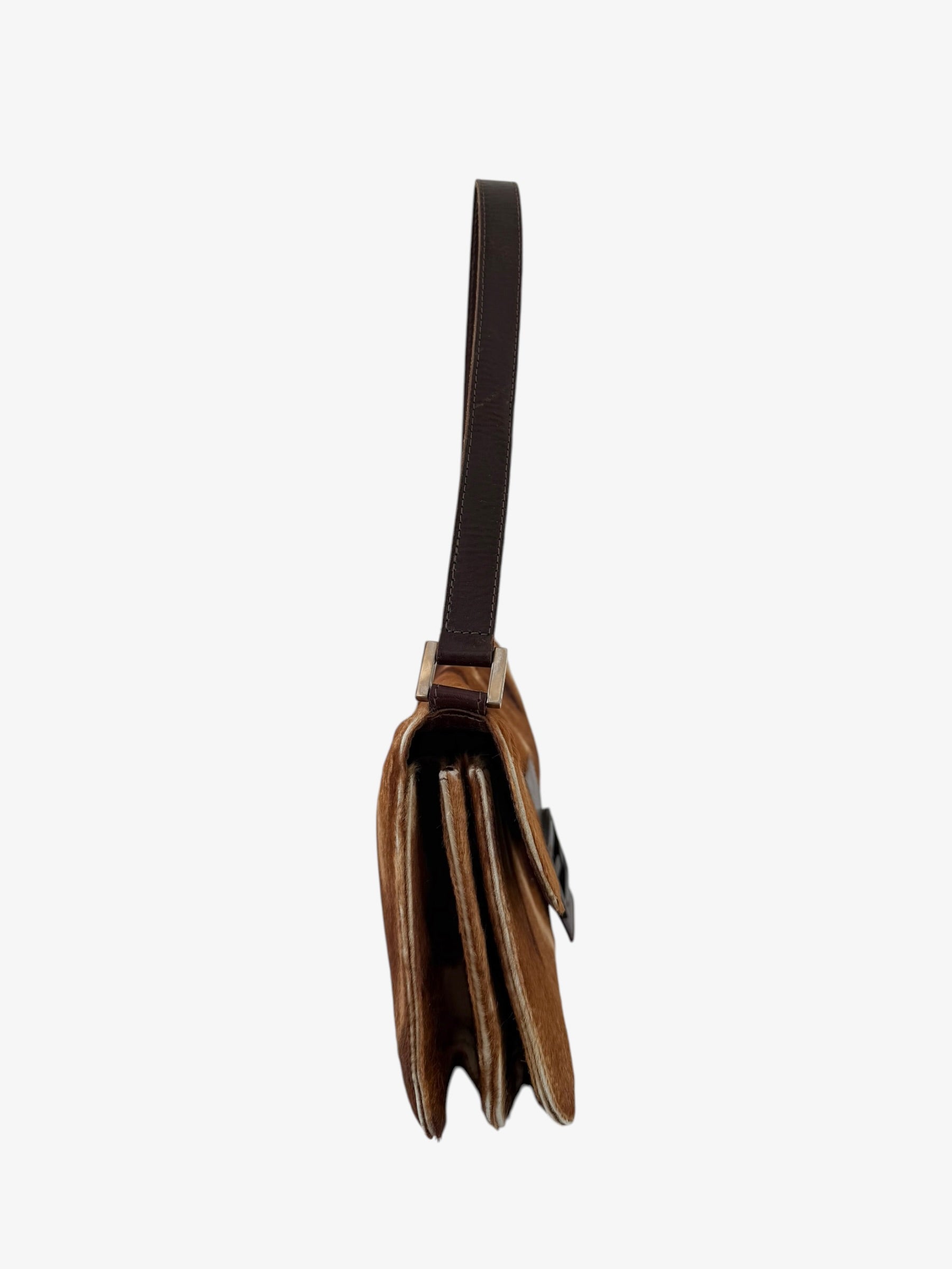 Fendi Pony Hair Baguette Shoulder Bag