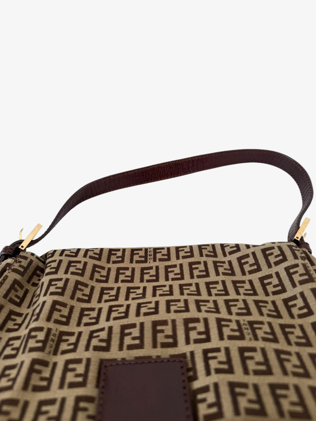 Fendi Zucchino Mama Baguette Shoulder Bag - Gold Hardware