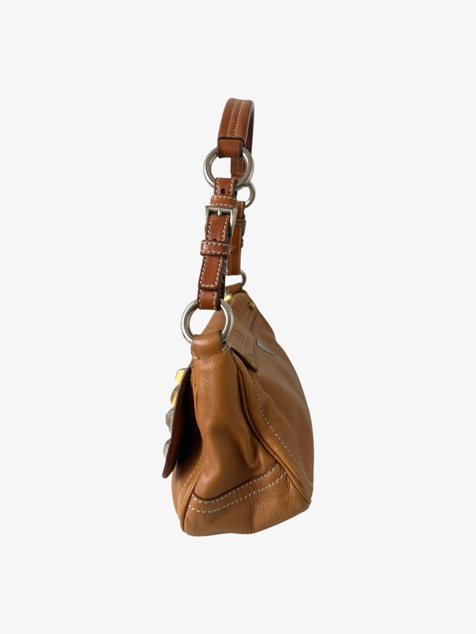 Prada Studded Leather Flap Shoulder Bag