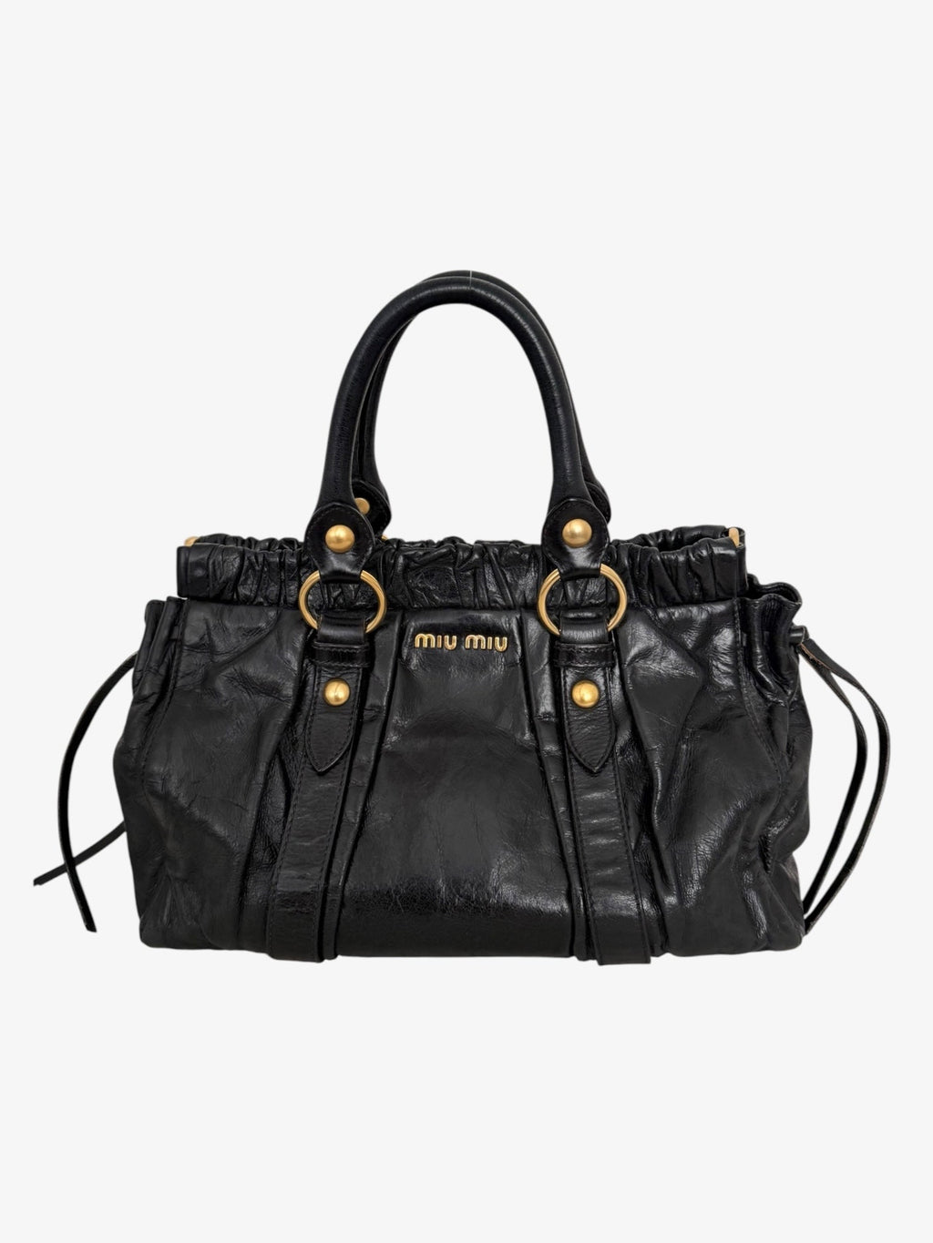 Miu Miu Vitello Lux Gathered Tote