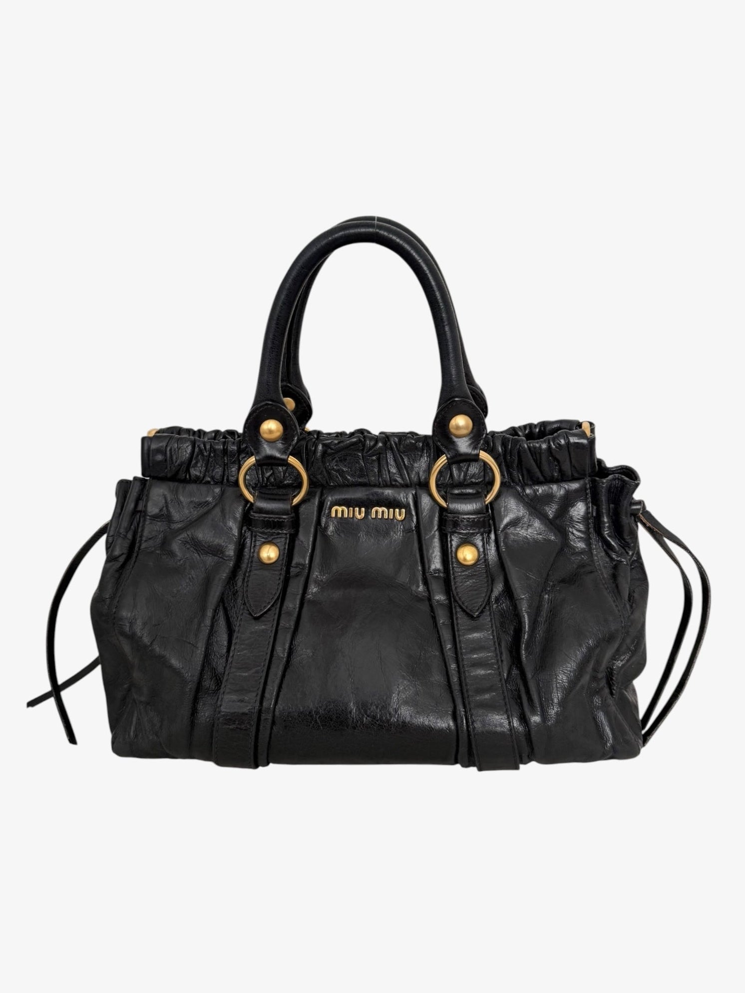 Miu Miu Vitello Lux Gathered Tote