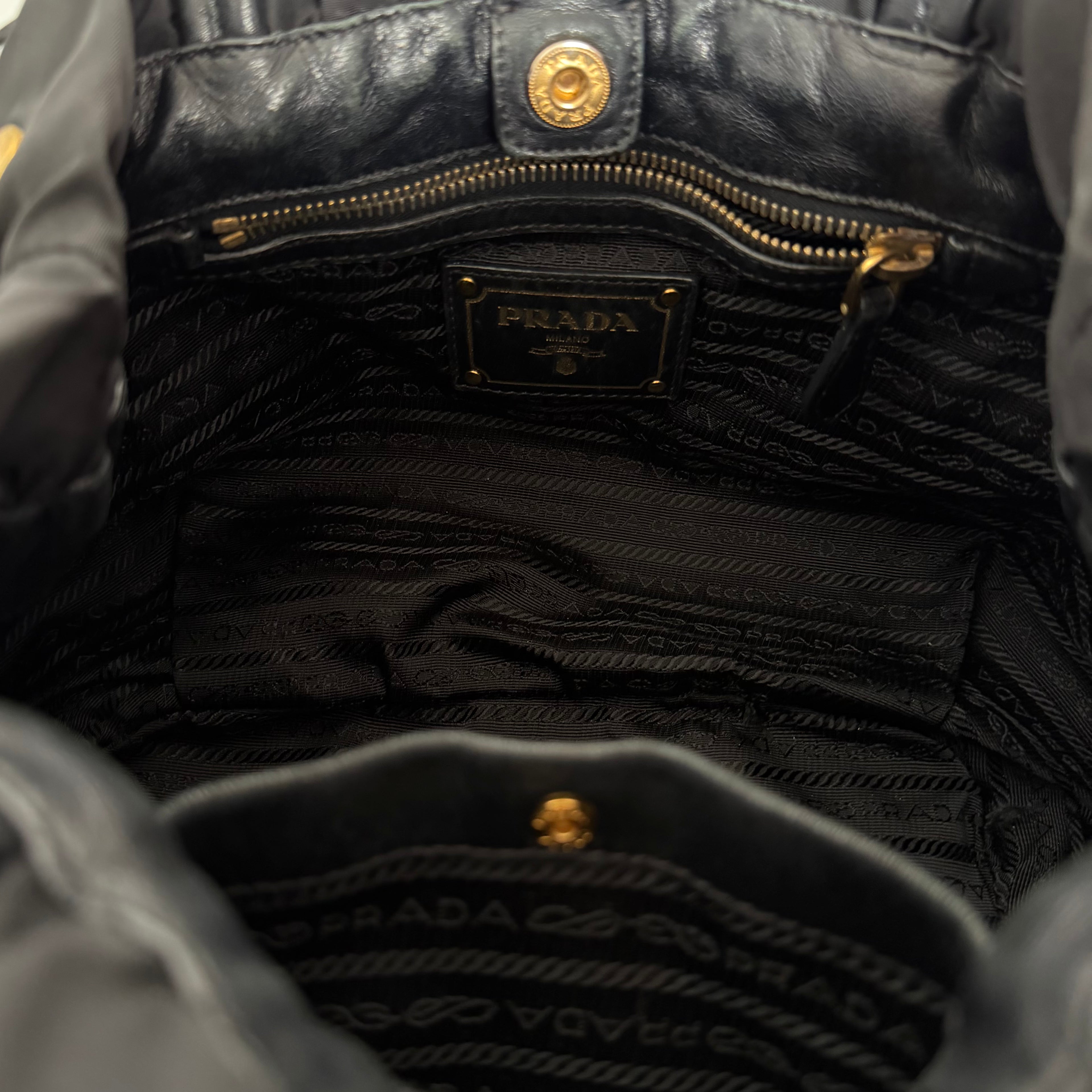 Prada Tessuto Nylon Logo Drawstring Tote