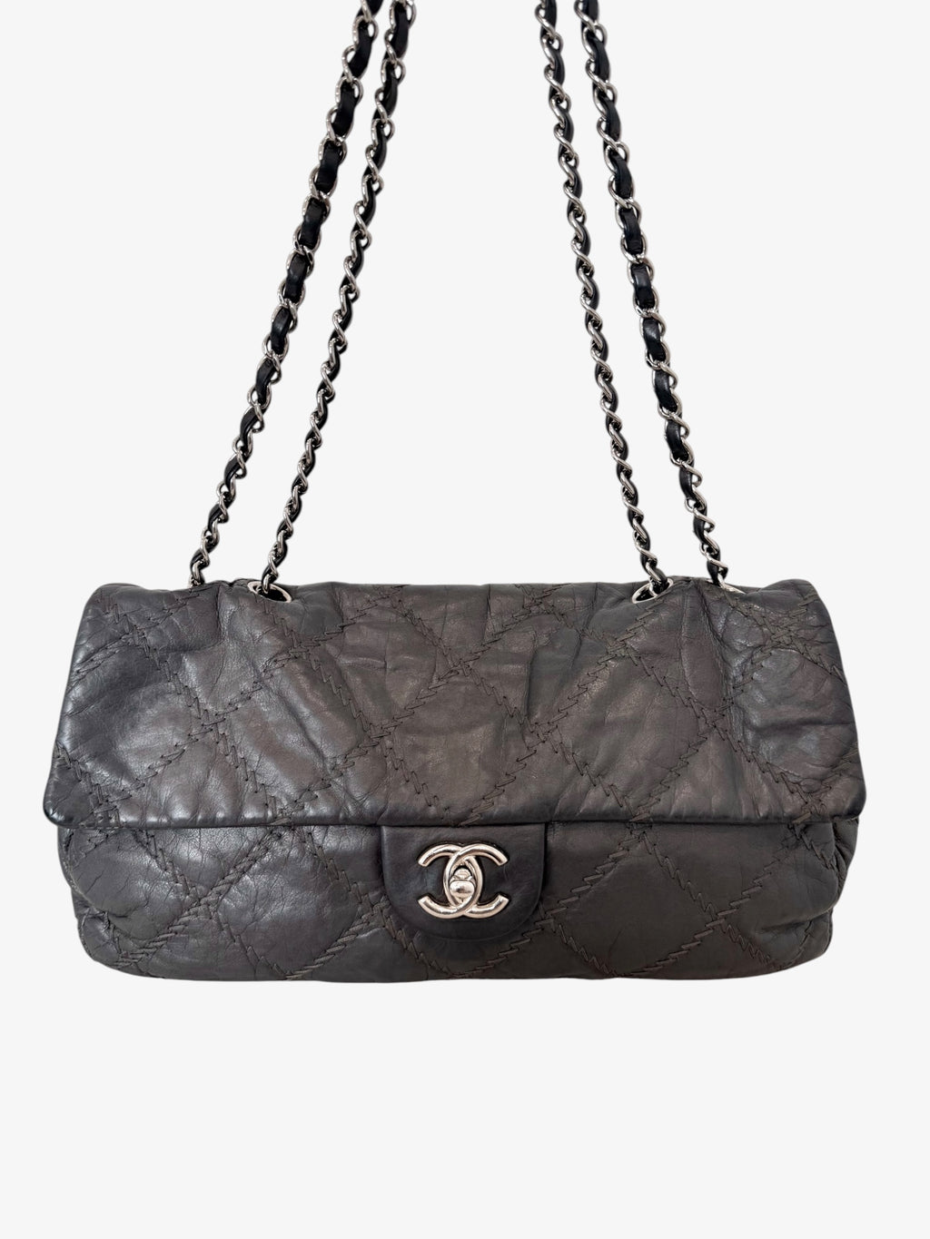 Chanel Calfskin Patchwork Stitch Flap Bag