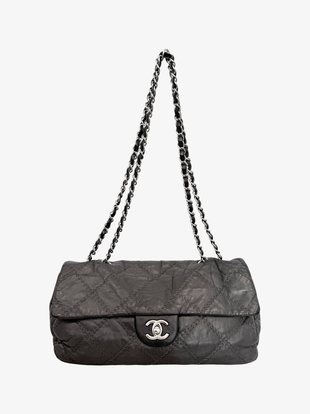 Chanel Calfskin Patchwork Stitch Flap Bag