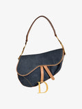 Christian Dior Denim Saddle Bag with Leather Trim