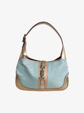 Gucci Turquoise Jackie Canvas & Metallic Leather Shoulder Bag
