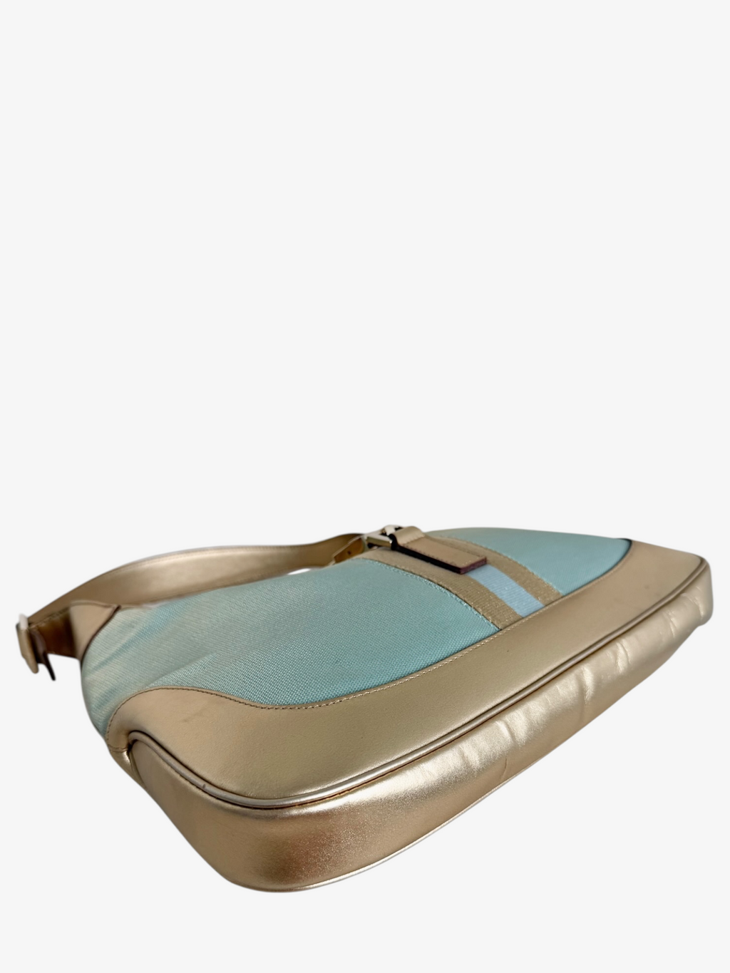 Gucci Turquoise Jackie Canvas & Metallic Leather Shoulder Bag