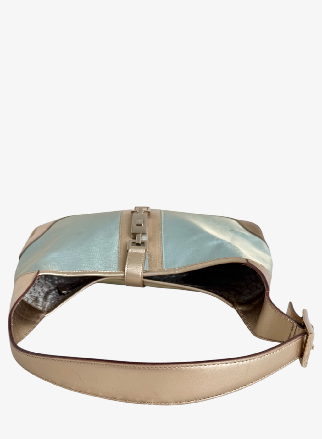 Gucci Turquoise Jackie Canvas & Metallic Leather Shoulder Bag