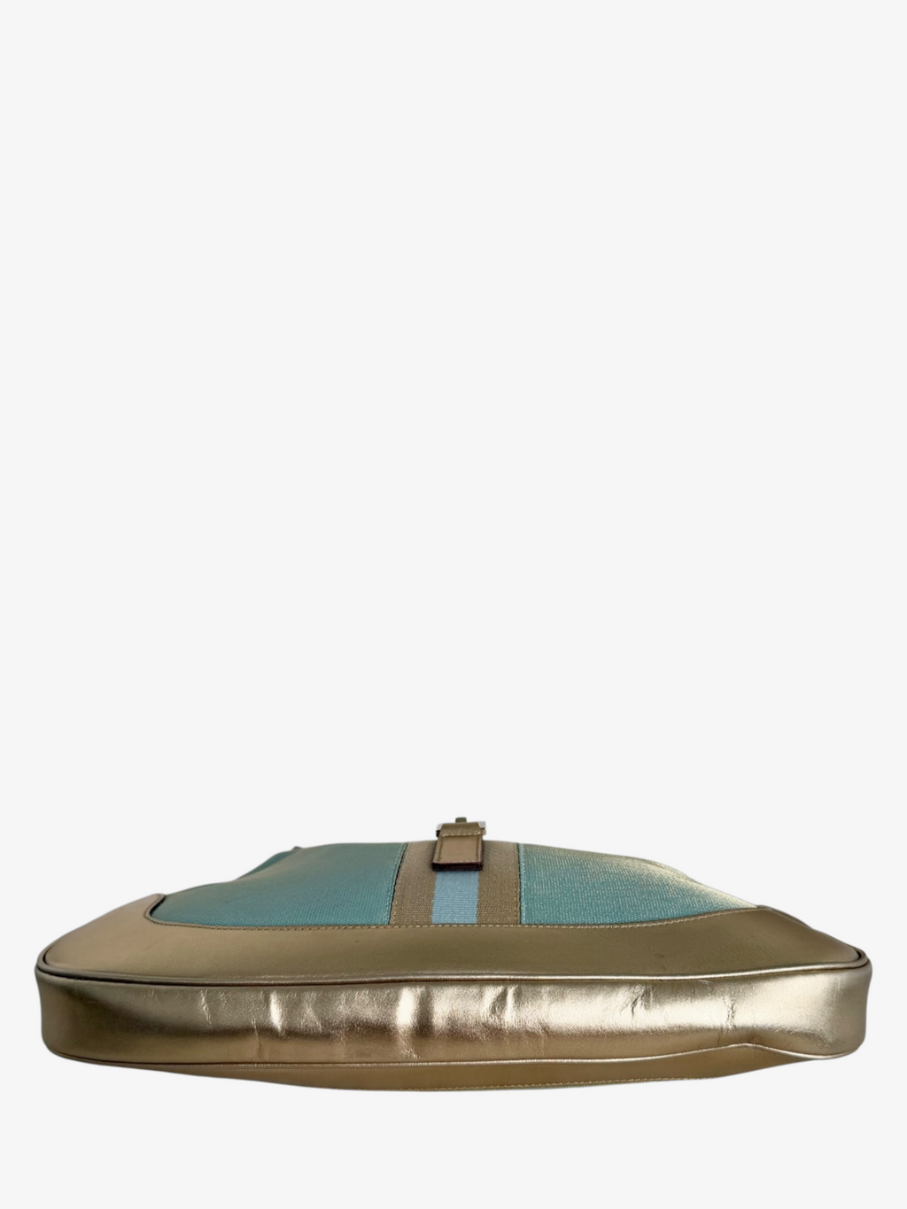 Gucci Turquoise Jackie Canvas & Metallic Leather Shoulder Bag