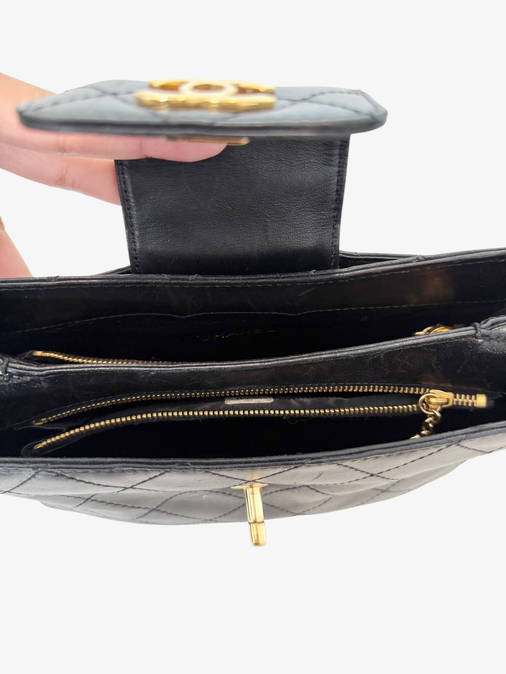 Chanel Quilted Lambskin Shoulder Tote Bag