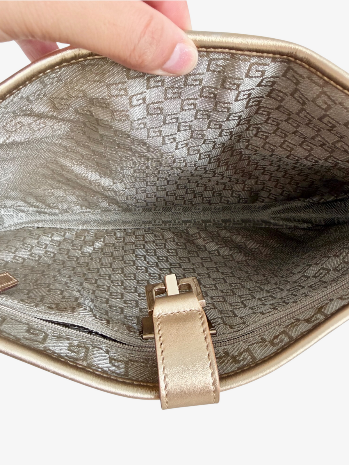 Gucci Turquoise Jackie Canvas & Metallic Leather Shoulder Bag