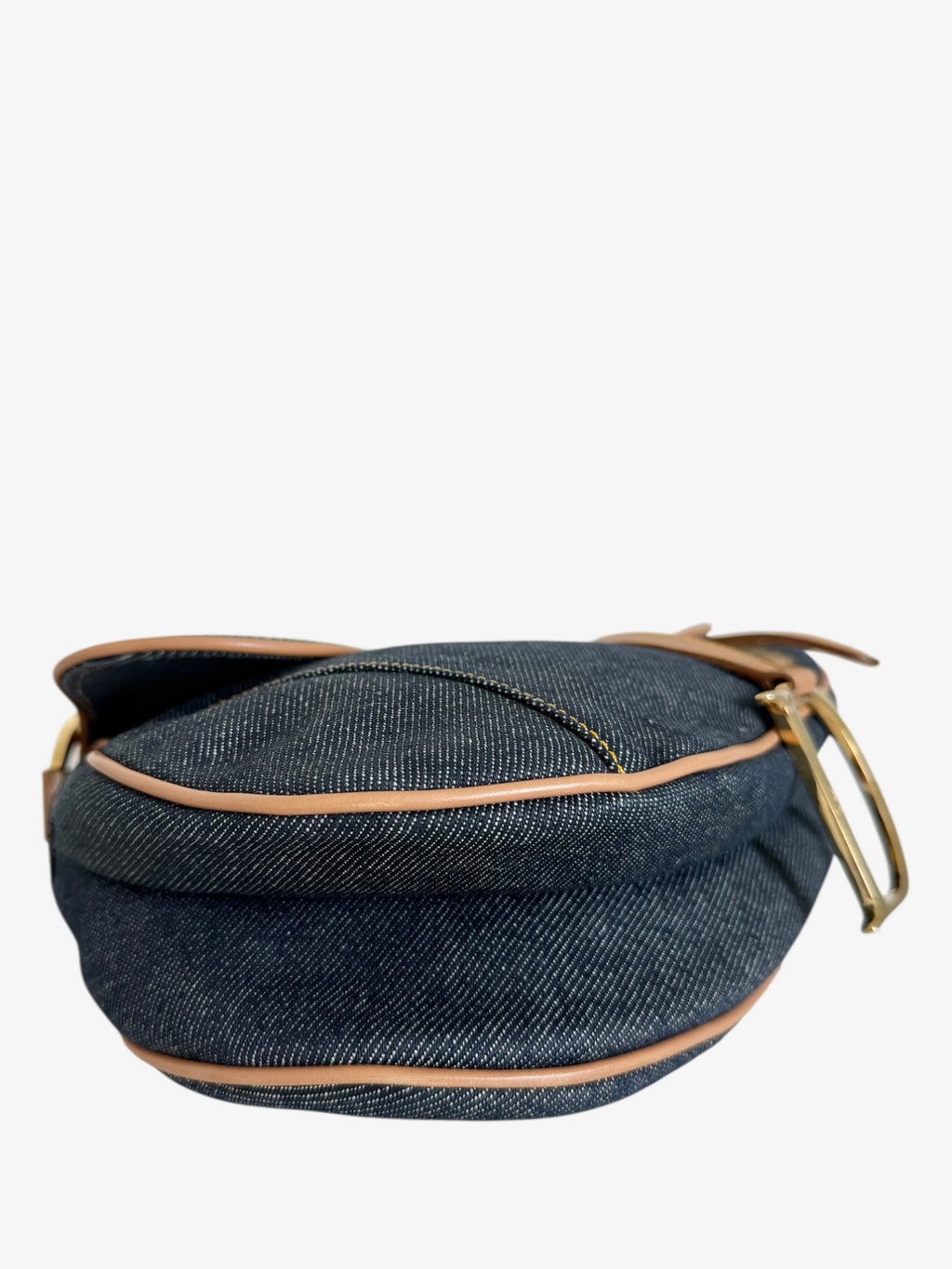 Christian Dior Denim Saddle Bag with Leather Trim
