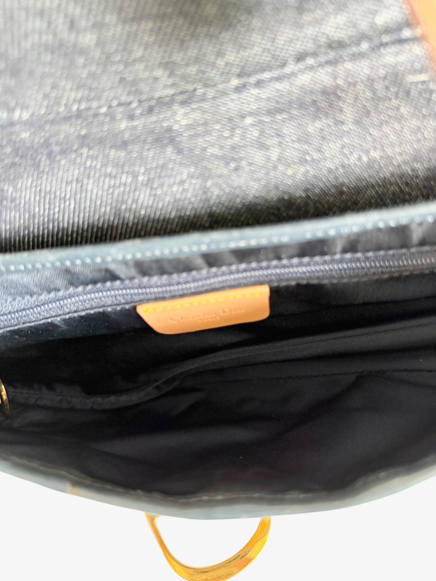 Christian Dior Denim Saddle Bag with Leather Trim