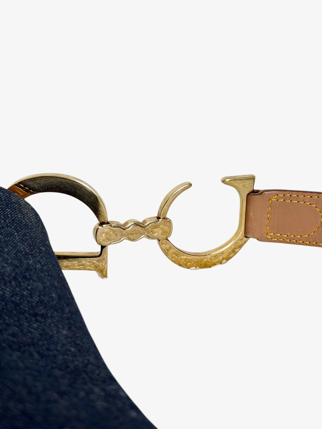 Christian Dior Denim Saddle Bag with Leather Trim