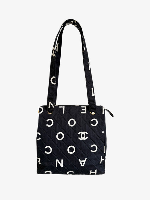 Chanel Graffiti Logo Matelassé Canvas Tote