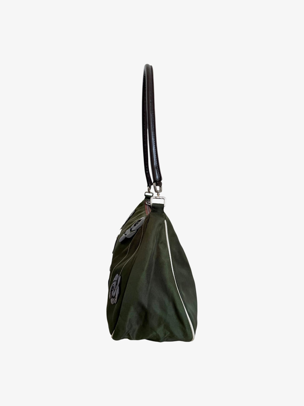 Prada Floral Nylon Shoulder Bag Olive Green