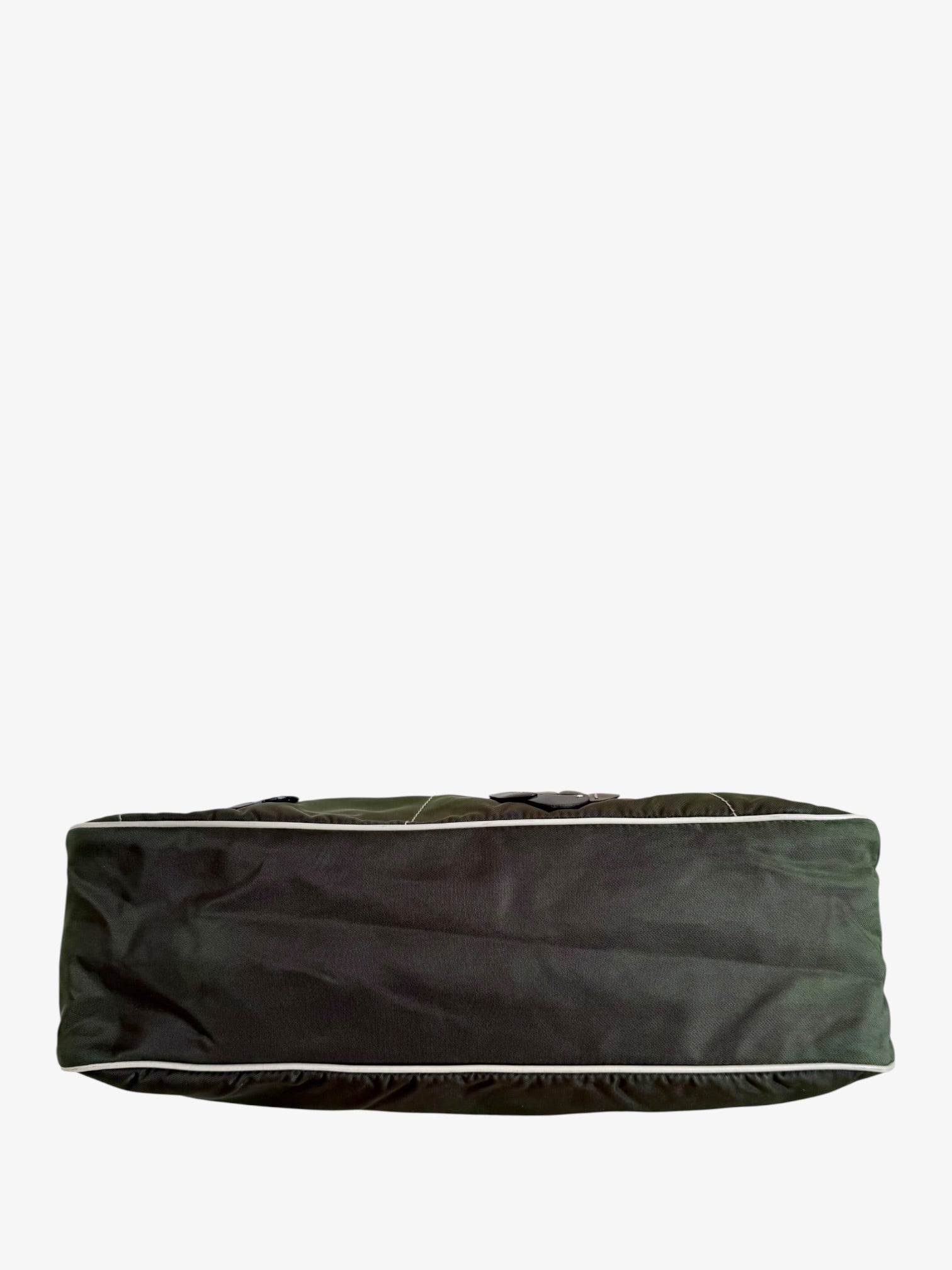 Prada Floral Nylon Shoulder Bag Olive Green