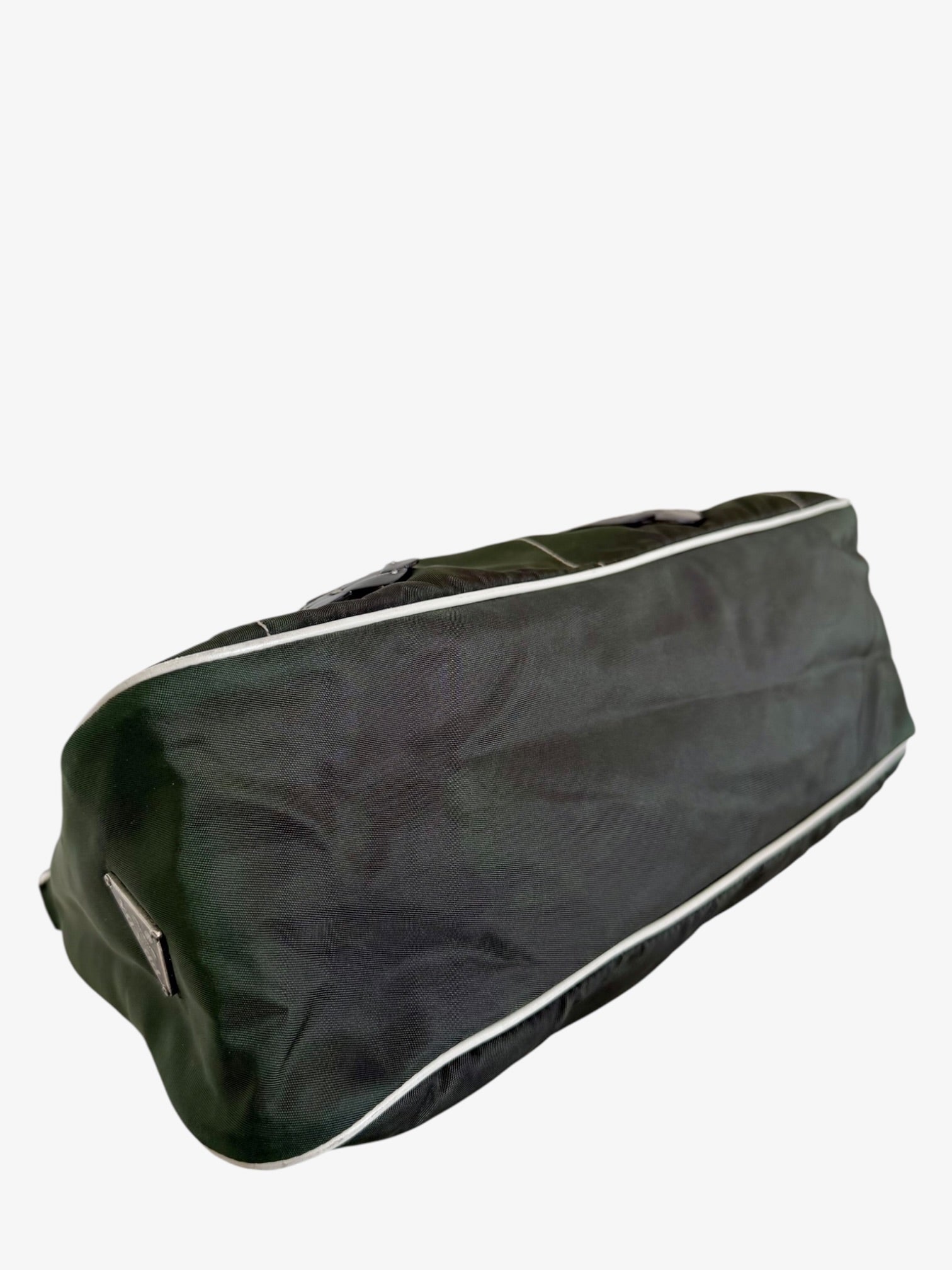 Prada Floral Nylon Shoulder Bag Olive Green