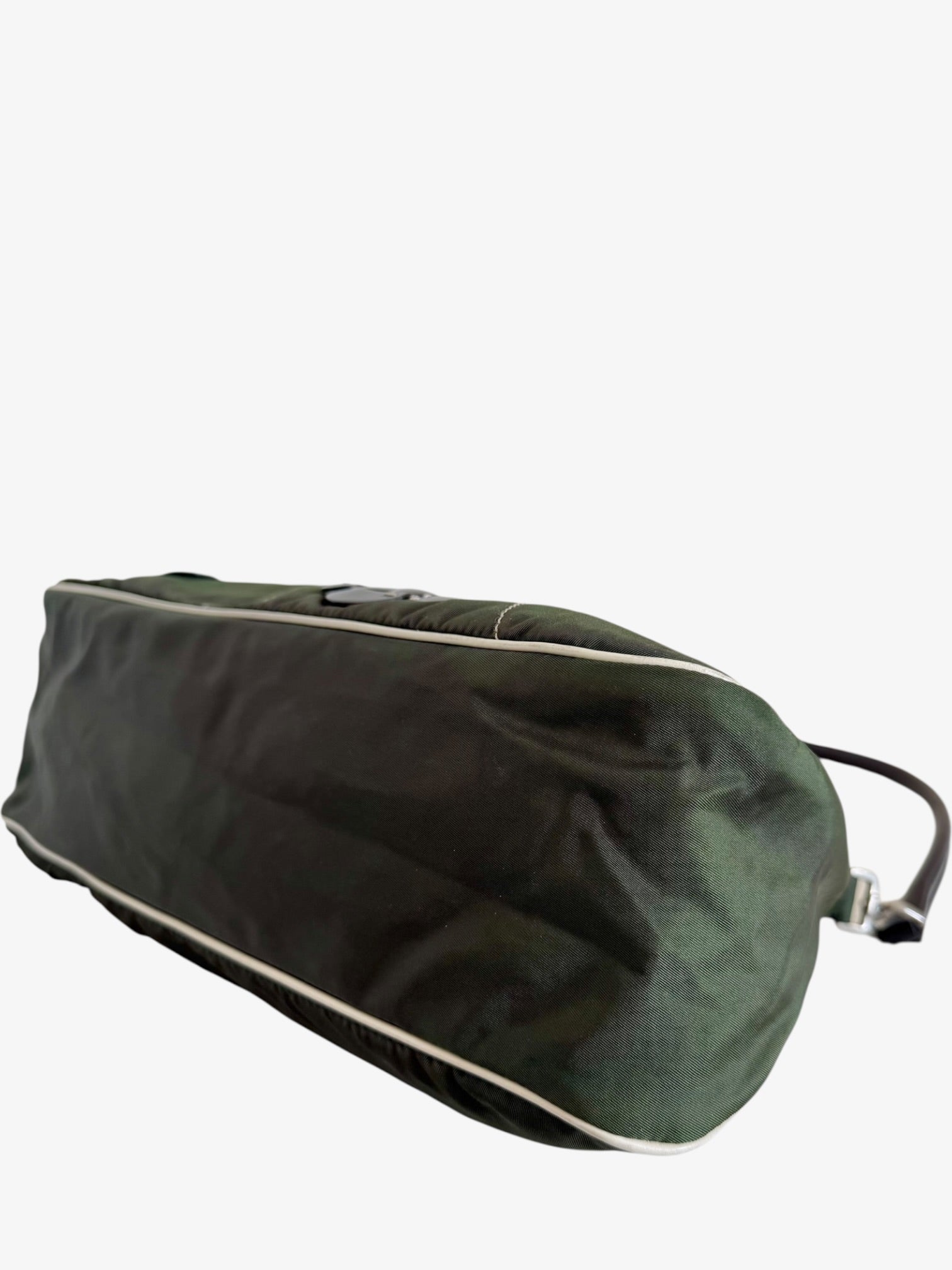 Prada Floral Nylon Shoulder Bag Olive Green