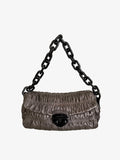 Prada Gaufre Ruched Nappa Leather Resin Chain Shoulder Bag