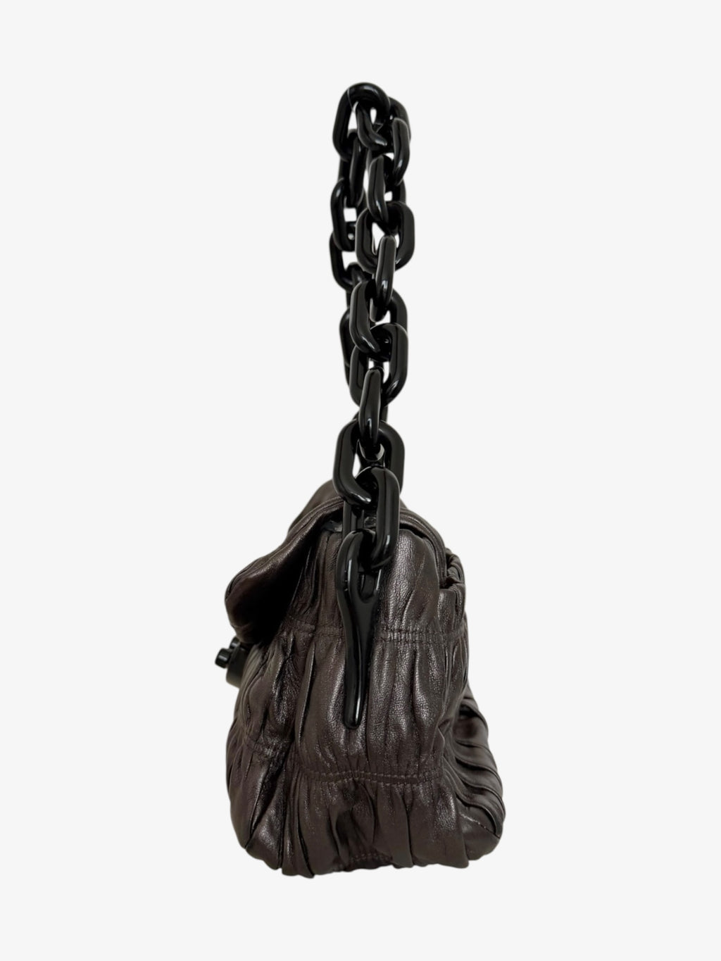 Prada Gaufre Ruched Nappa Leather Resin Chain Shoulder Bag
