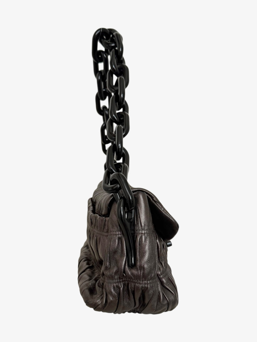 Prada Gaufre Ruched Nappa Leather Resin Chain Shoulder Bag