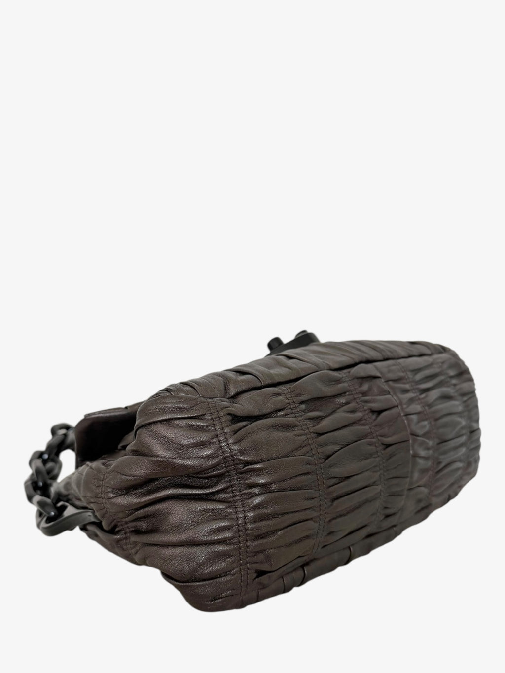 Prada Gaufre Ruched Nappa Leather Resin Chain Shoulder Bag
