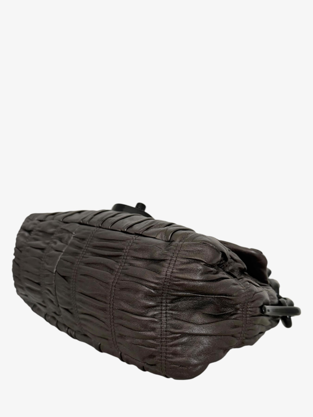 Prada Gaufre Ruched Nappa Leather Resin Chain Shoulder Bag