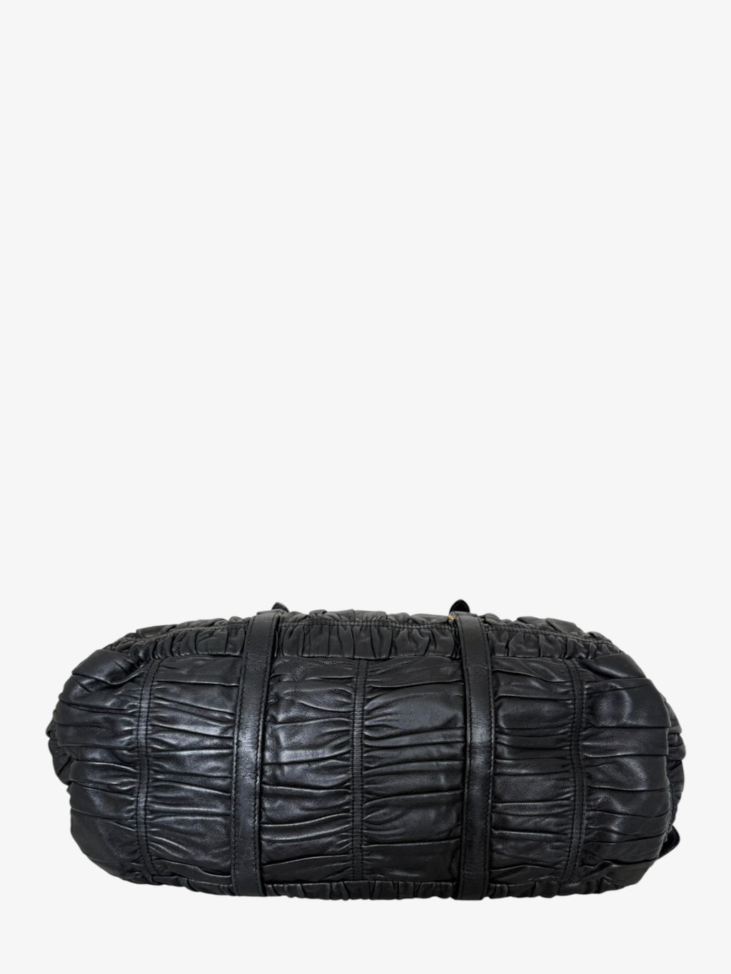 Prada Black Nappa Gaufre Dome Satchel Caffe Leather Bag