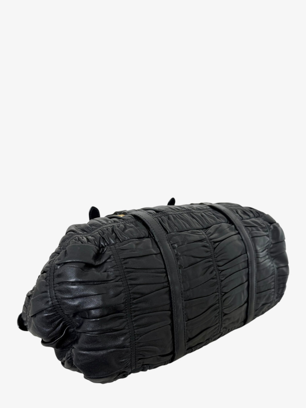Prada Black Nappa Gaufre Dome Satchel Caffe Leather Bag