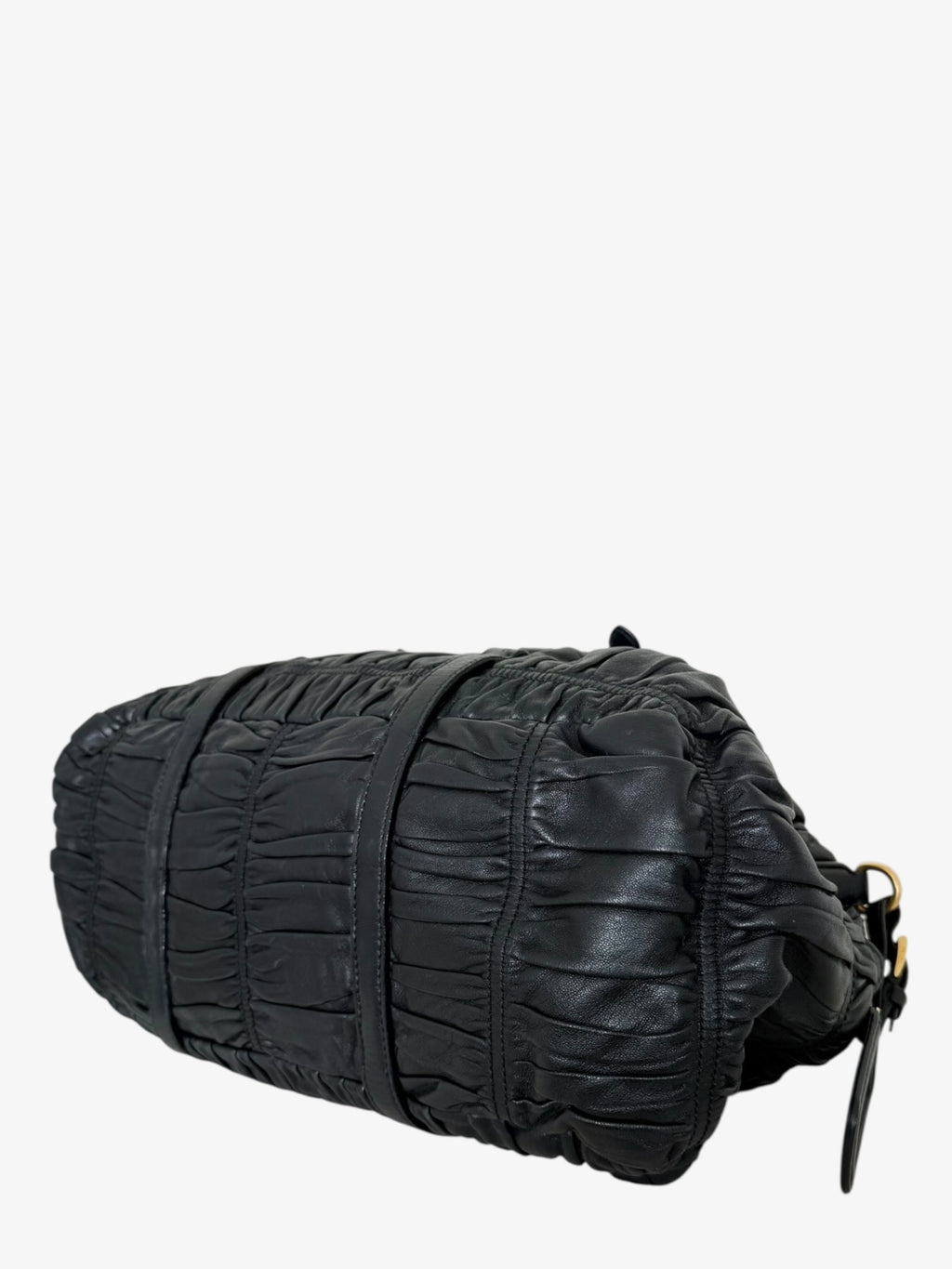 Prada Black Nappa Gaufre Dome Satchel Caffe Leather Bag