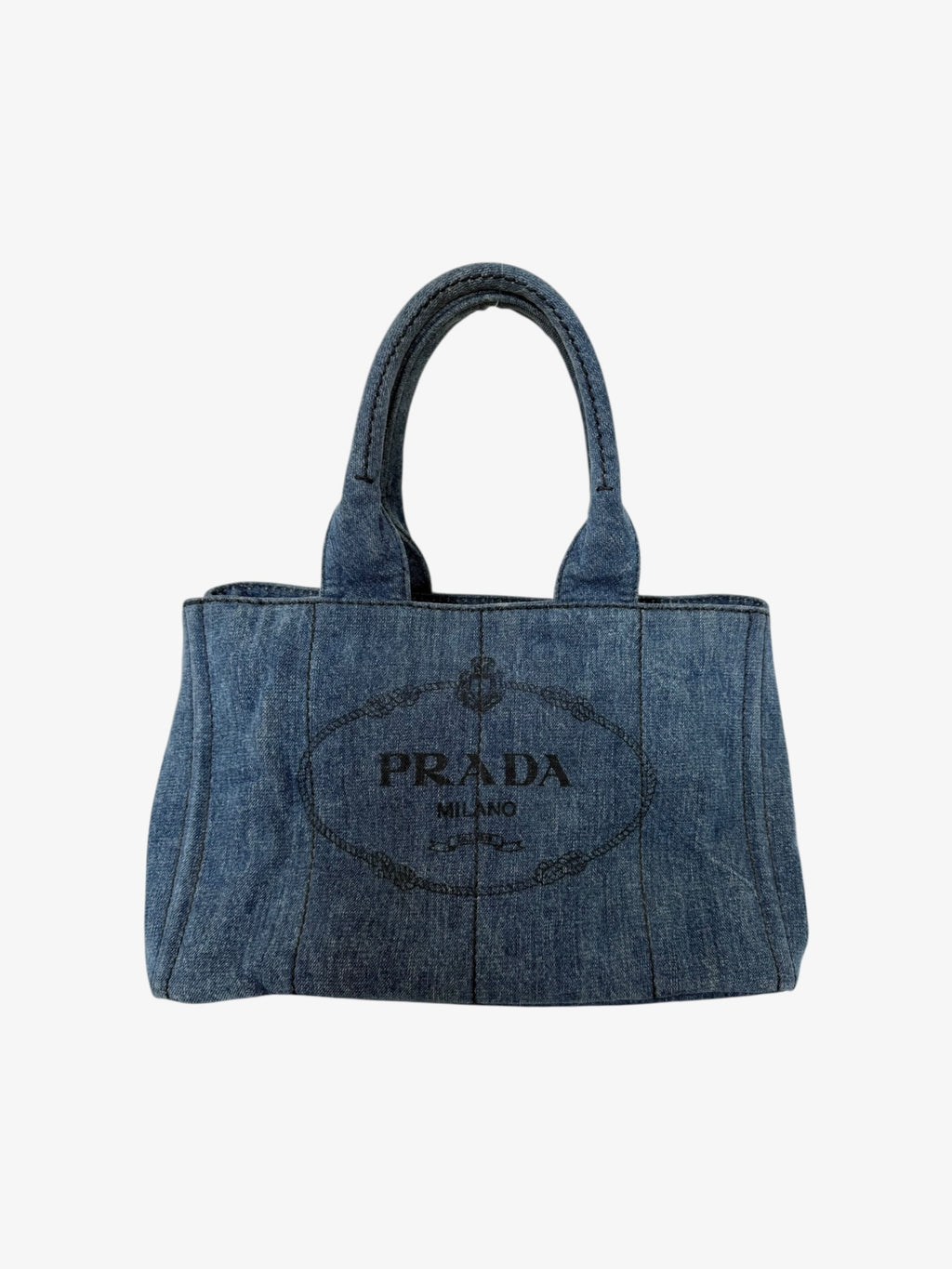 Prada Canapa Logo Denim Tote