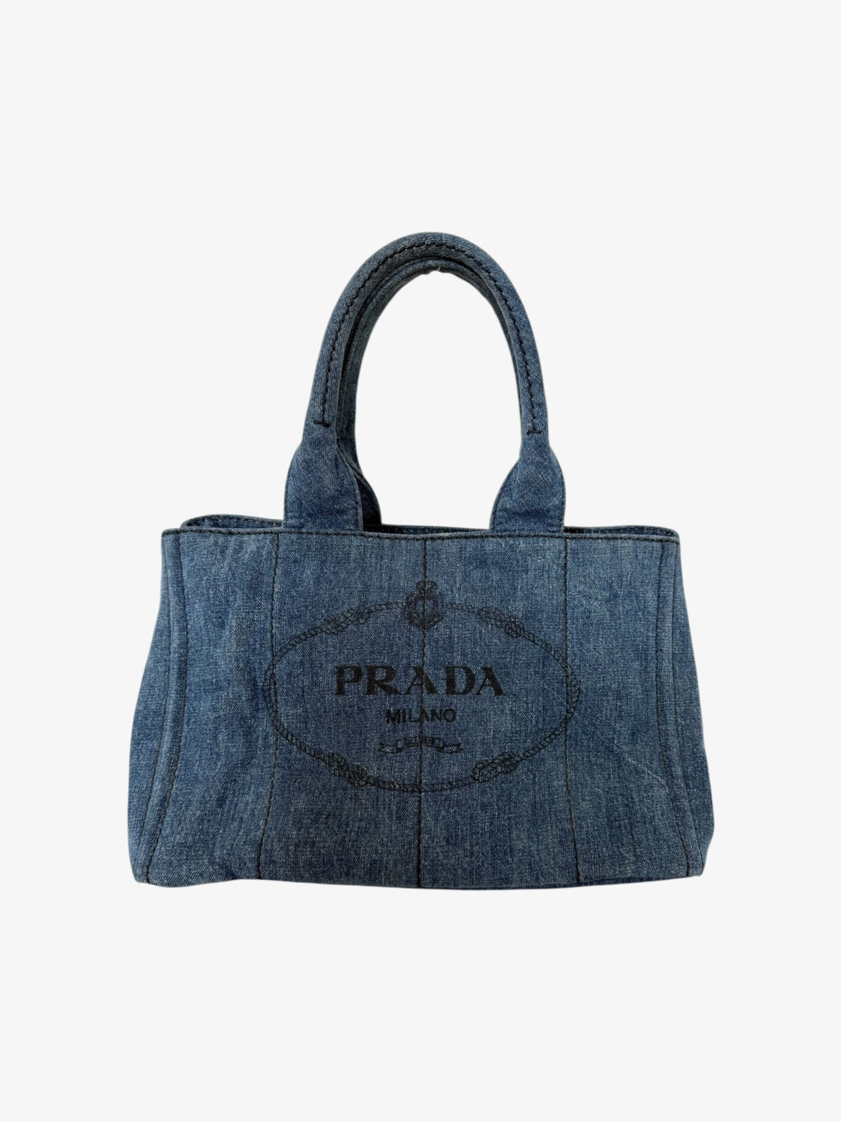 Prada Canapa Logo Denim Tote
