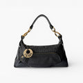 Fendi Black Zucchino Canvas and Leather Shoulder Bag